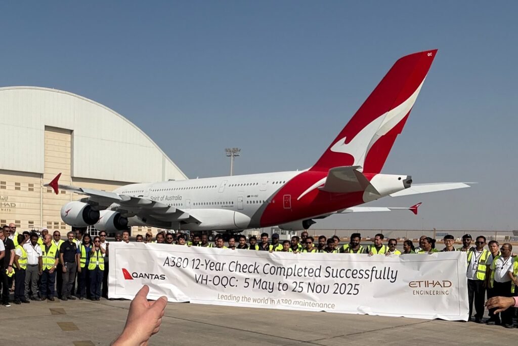 عودة آخر طائرة A380 لطيران كوانتس